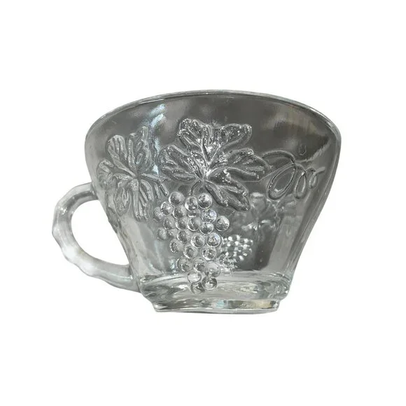 Vintage Punchbowl Glasses Used Matching Set of 2 Grapevines - Picture 5 of 16